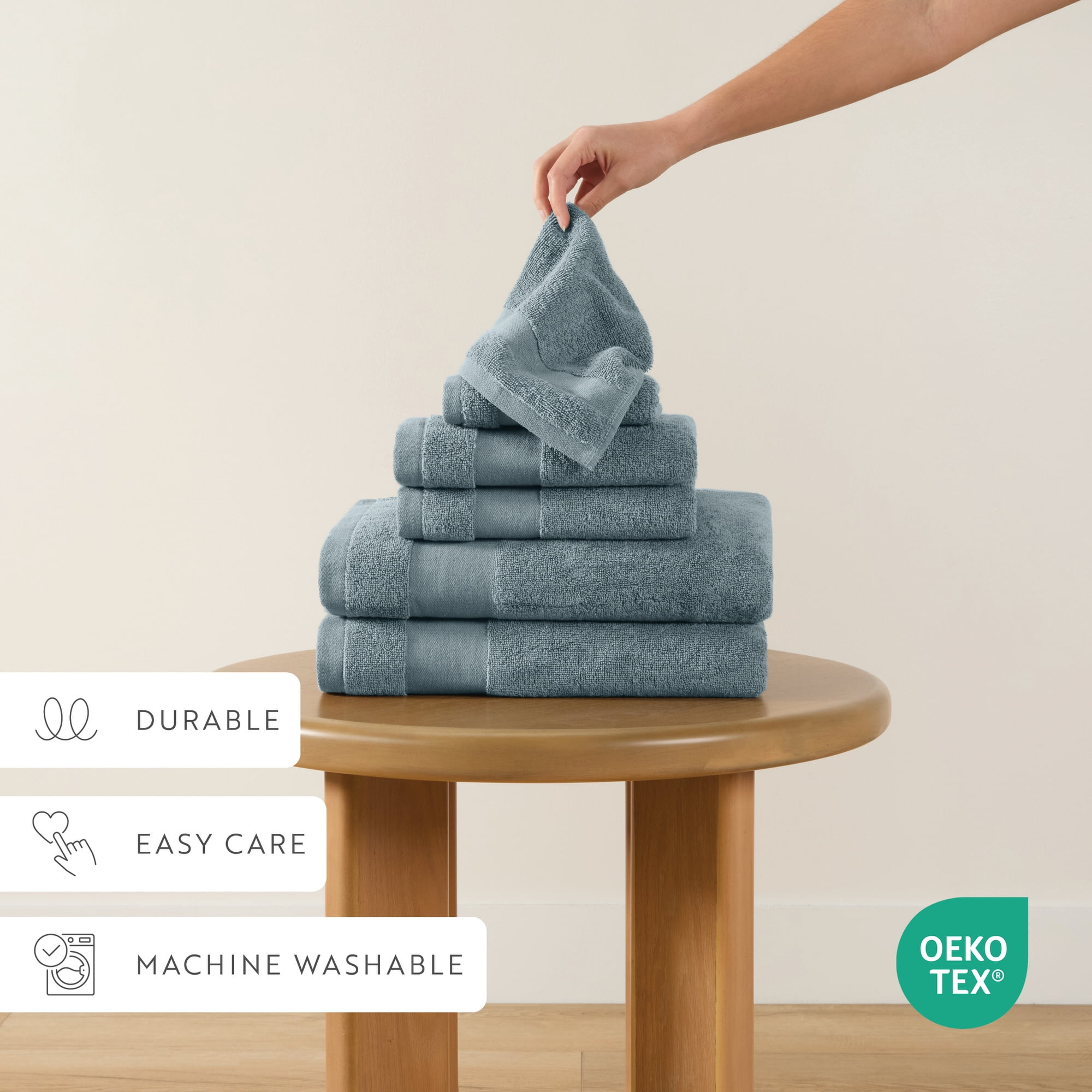 6-Pack Bathroom Essentials Bath Towel Set in Light Blue - Soft and Absorbent for Quick Drying by Comfort Canopy