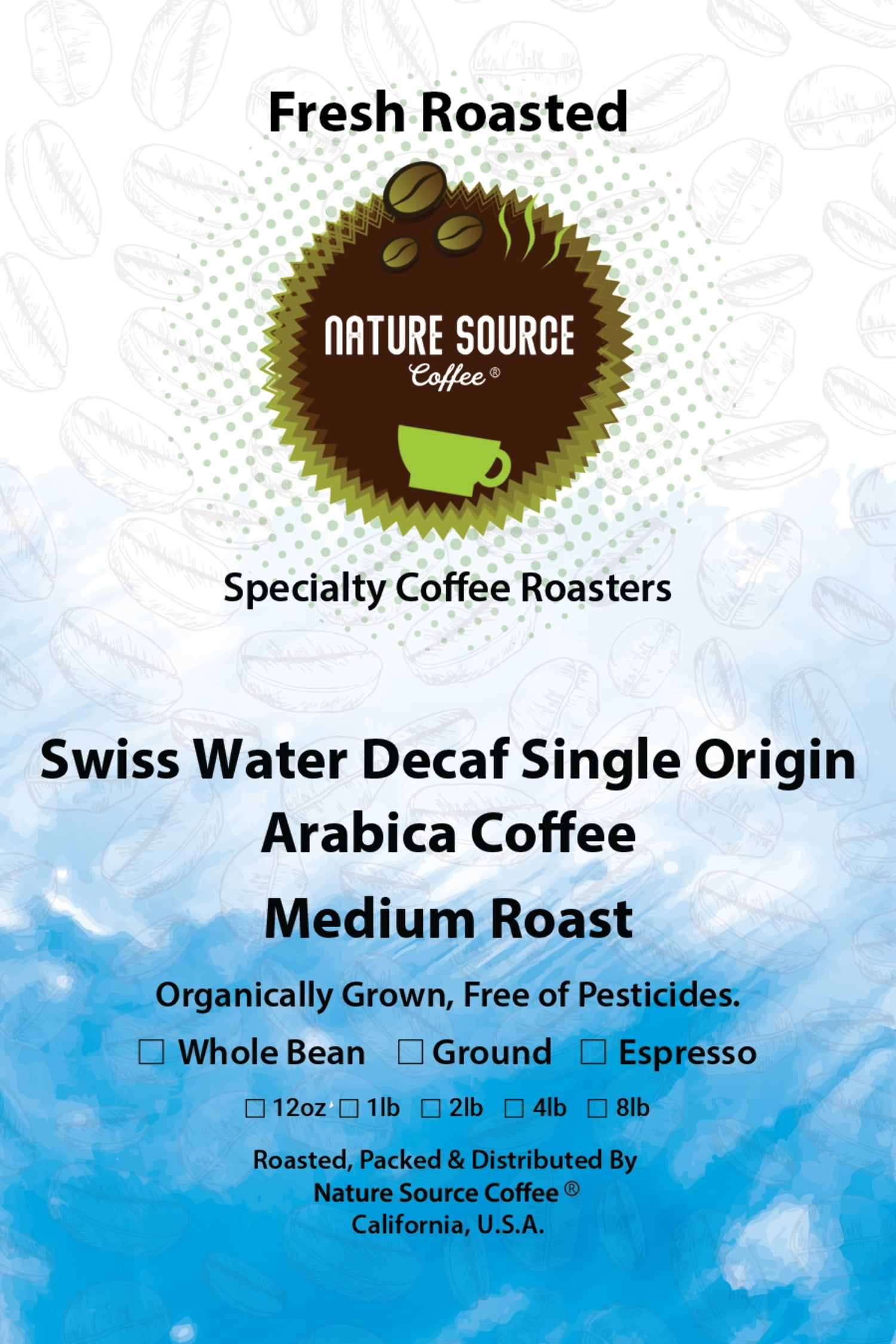 Swiss Water Decaf Coffee | Single Origin | Organic | Fresh Roasted | 12oz Ground 1-Pack