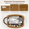 thumbnail image 3 of Men's Premium Water-Resistant Hanging Toiletry Bag - Large Capacity Travel Shaving Kit Organizer with Zippered Compartments, PU Leather Handle (Brown), 3 of 7