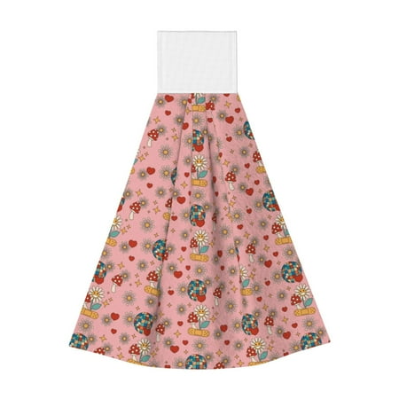 

Sikiie Retro 70s 60s Hippie Flower Hand Towel with Loop Hanging Towel Absorbent Tie Towels for Kitchen Tea Bar Bathroom Decor