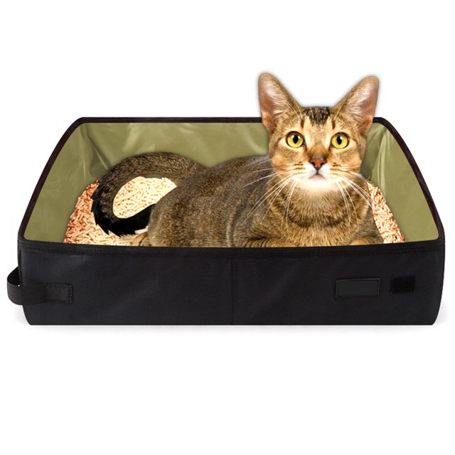 Cat Litter Box Collapsible Waterproof Oxford Kitten Litter Pan Cat Potty Box