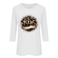 thumbnail image 3 of Aoochasliy Women's 1976 Letter Printed Tee Vintage Retro Comfy Casual 3/4 Sleeve Crew Neck Tops 50th Birthday Gift for Celebration Party Holiday Family Gathering, 3 of 4