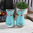 thumbnail image 3 of 2 PCS - Stainless Steel and Glass Salt and Pepper Shaker Sets with Holder (BLUE), 3 of 8