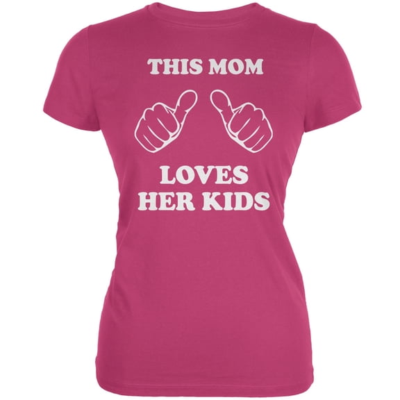 Mother's Day - This Mom Loves Her Kids Berry Pink Juniors Soft T-Shirt - X-Large