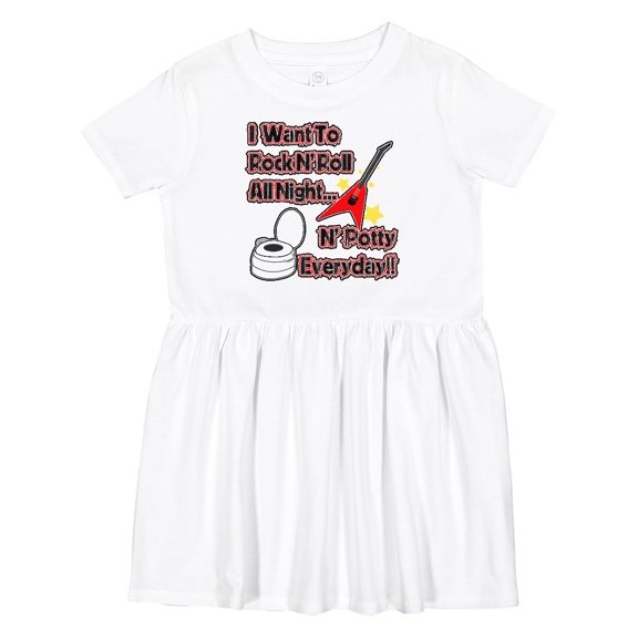 Inktastic I Want to Rock N' Roll N' Potty Everyday Girls Toddler Dress
