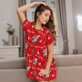 thumbnail image 3 of Lukts Nuisette de Noël Cerf 1 pour Femmes Manches Courtes Amples, Pyjama d'Été Col Rond, Nuisette Vêtements de Maison, 3 of 6