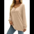 thumbnail image 1 of Blusa Elegante Informal con Cuello en Forma de Corazón y Larga para Mujer, Color Liso, Estilo Túnica, Tipo Suéter. Crema XXL, 1 of 5