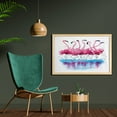 thumbnail image 2 of Animal Wall Art with Frame, Flamingos Love Birds Feather Romance Brushstroke Splash Watercolor Effect, Printed Fabric Poster for Bathroom Living Room, 35" x 23", Pink Blue Purple, by Ambesonne, 2 of 2