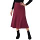 thumbnail image 4 of Falda midi de suéter elástica de cintura alta de punto acanalado para mujeres Inspire Chic en color burdeos, 4 of 6