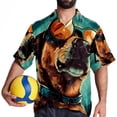 thumbnail image 4 of Retro Dog Men's Poplin Casual Printed Button Down Short Sleeve Summer Beach Shirts Unisex, 4 of 6