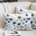 thumbnail image 2 of Gray Blue Flowers Throw Pillow Covers, Watercolor Floral Butterflies Spring Soft Breathable Pillow Cases with Invisible Zipper for Sleeping, Standard Pillowcases for Couch Bed Sofa Chair 20x26 Inches, 2 of 9