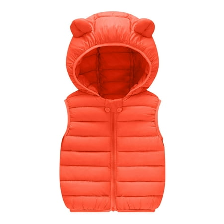 

Fancifize Baby Boys Girls Hooded Puffer Vest Winter Warm Lightweight Sleeveless Down Jackets Bear Ears Zipper Up Quilted Puffer Waistcoat Outerwear 6M-4Y