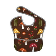 Bingfone Mess-Proof Baby Bib - Waterproof Bib For Baby Boy Or Girl With Food Catcher Pocket, Unisex-Woodland Mushroom