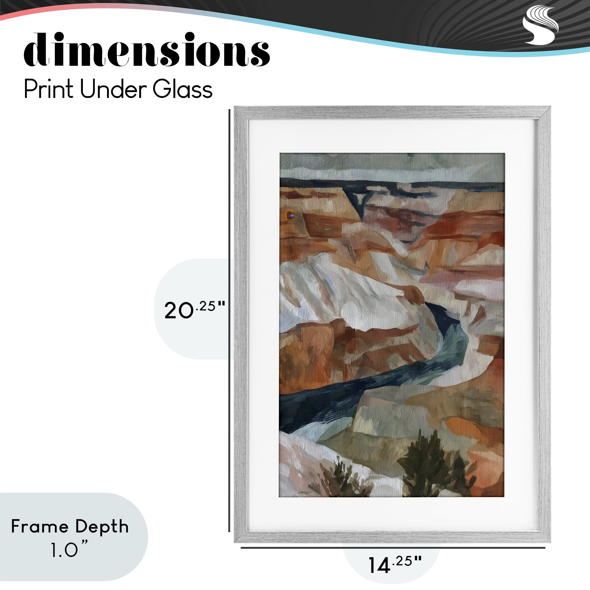 Stupell Industries Canyon Rim Textures Impression Gray Framed Print Under Glass, design by Chromatic Storm Studio