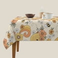 thumbnail image 3 of Wukai Groovy Floral Waterproof Tablecloth for Kitchen Dining, Fits Square Tables for 2-4 Seats -54"x54", 3 of 7