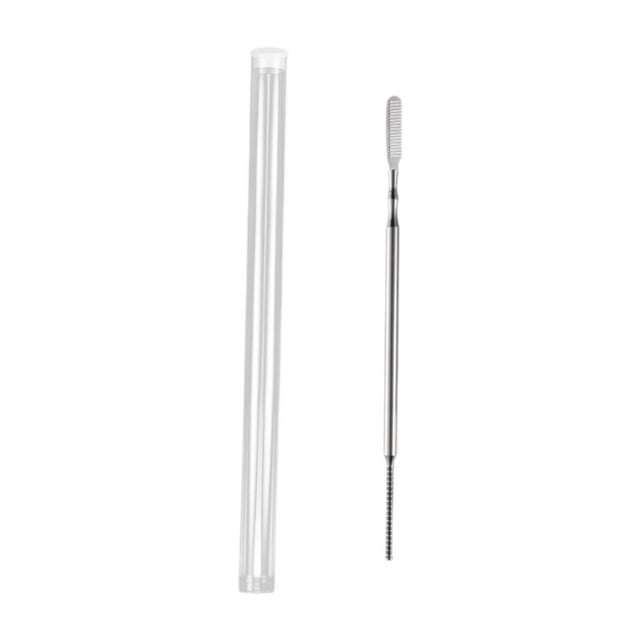 Herramienta para levantar pestañas, varilla de metal, cepillo para cejas, peine para pestañas con estuche protector, herramienta para teñir pestañas, corto