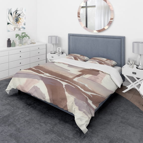 Designart 'White and Placid I Blush' Geometric Duvet Cover Set