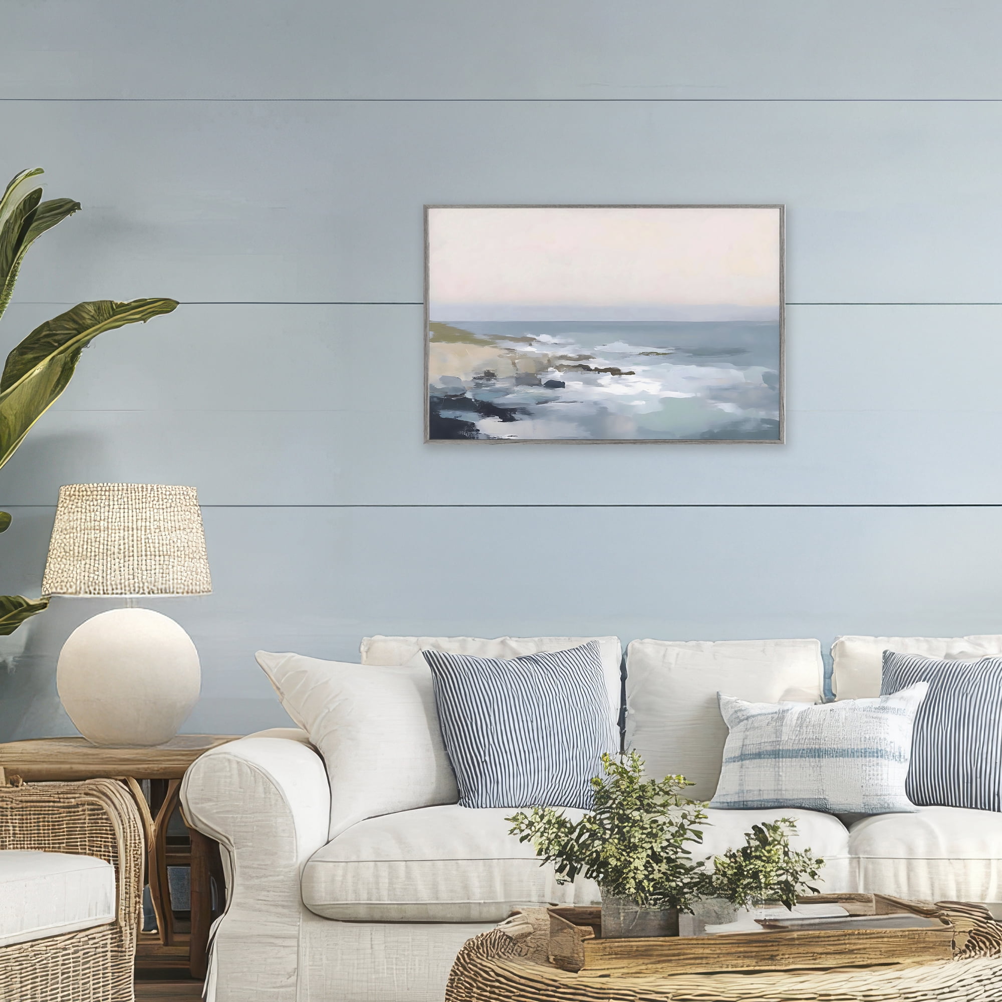 Stupell Industries Serene Coastal Ocean Scene Gray Framed Giclee Art, design by Creative Studio