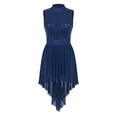 thumbnail image 3 of YONGHS Women Girls Shiny Sequins Lyrical Ballet Dance High Low Dress Leotard Costume Navy_Blue Small, 3 of 7