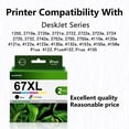 thumbnail image 3 of 67XL Ink Cartridges Tri-Color Black Combo 2 Pack Replacement for HP 67 Ink Cartridge Bundle for Envy 2700e 2852e Printer, 3 of 7
