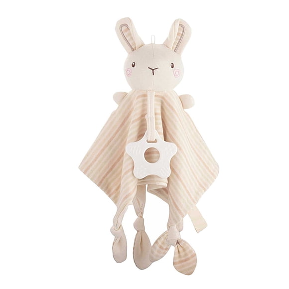 Manta de seguridad con mordedor, edredón, sonajero, toalla relajante para bebé, peluches para recién nacidos, suaves y sensoriales, regalos encantadores para niña, sonajero para cama de bebé recién na