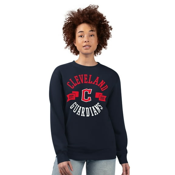 Women's G-III 4Her by Carl Banks Navy Cleveland Guardians Team Logo Fleece Pullover Sweatshirt