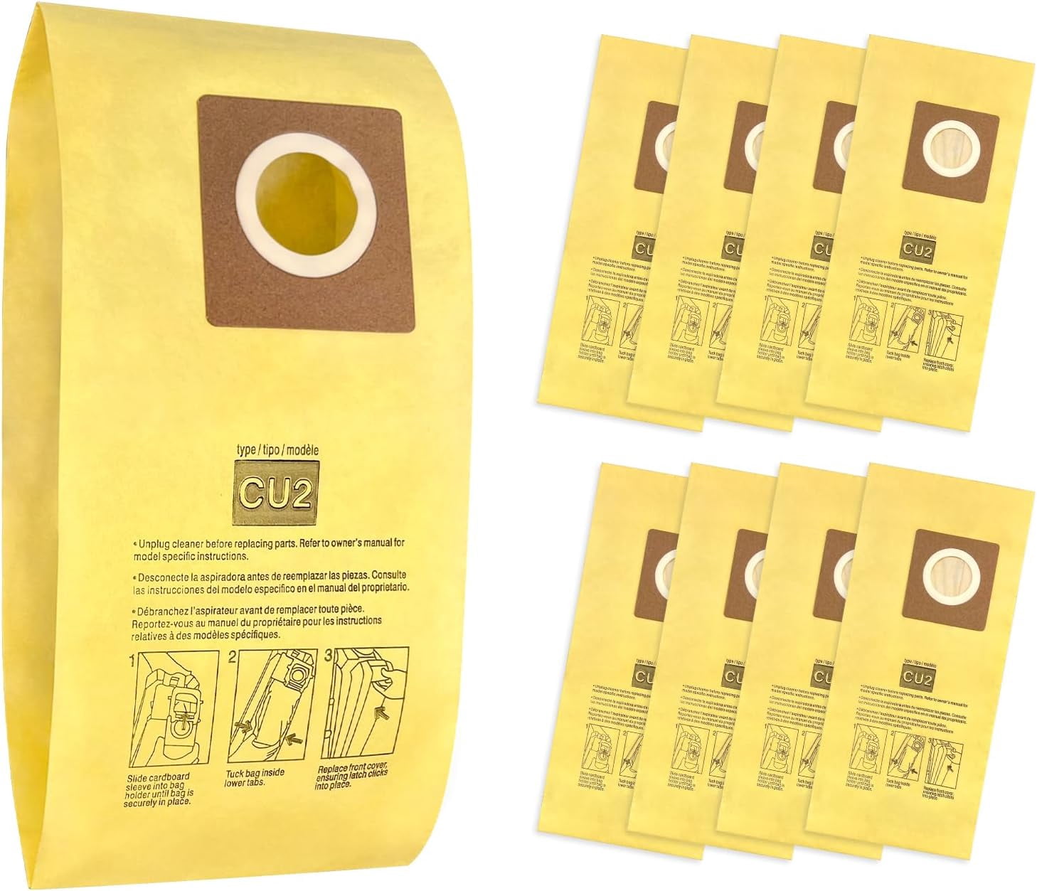 MHAWBL-9 Pack AH10243 Vacuum Bags for Hoover Commercial Hushtone CU2 Upright Cleaners CH54013 CH54015 CH54113 CH54115#Part AH10243
