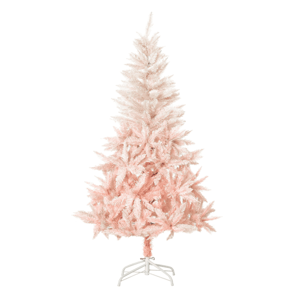 59"H Pink Christmas Tree - 450 Realistic PVC Tips, Auto-Open Branches, Detachable Foldable Metal Base, Sweet Holiday Decor for Home/Bedroom/Office