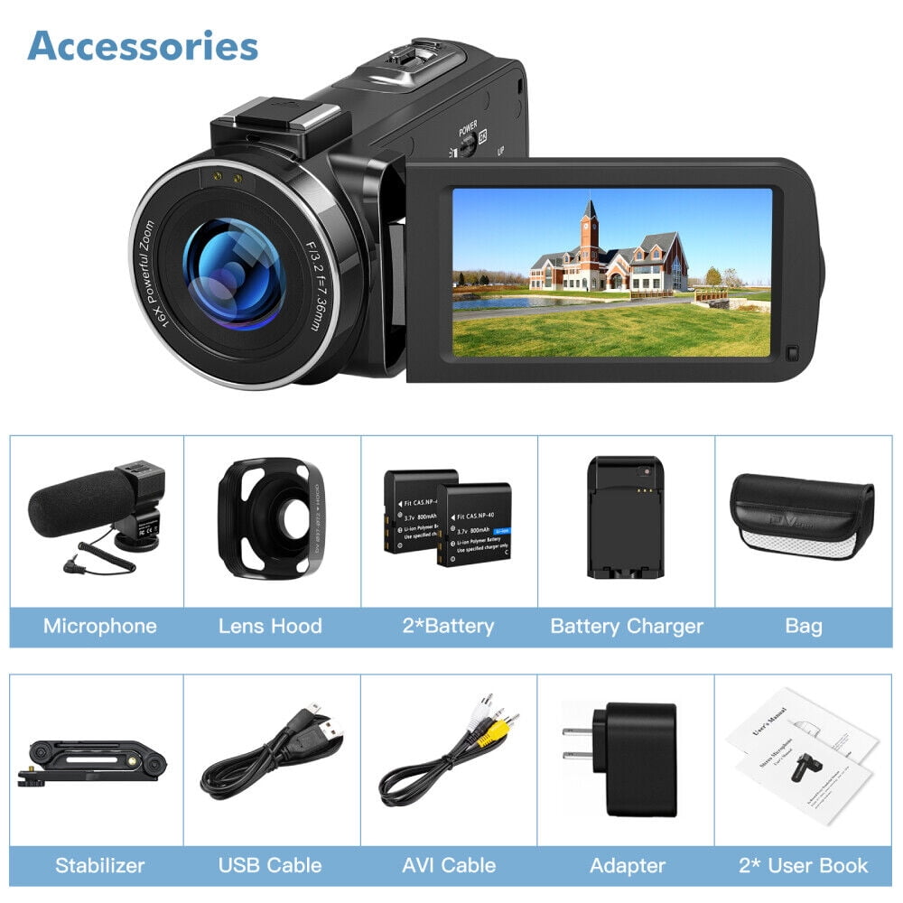 Video Camera Camcorder HD 1080P Digital Video Camera YouTube Live Stream Vlogging Recorder with Microphone