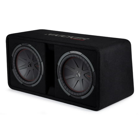KICKER - CompR Dual 12" Dual-Voice-Coil 2-Ohm Subwoofers with Enclosure - Black