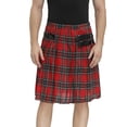 thumbnail image 1 of Aayomet Jupes pour Femmes style Écossais Tendance Jupe Plissée à Taille Contrastée (Rouge, TG), 1 of 5