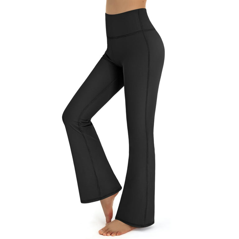Eodora Bootcut Yoga Pants High Waist Bootleg Pant Tummy Control Pure Color  Black S 