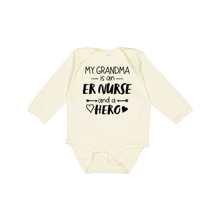 

Inktastic My Grandma is an ER Nurse and a Hero Gift Baby Boy or Baby Girl Long Sleeve Bodysuit