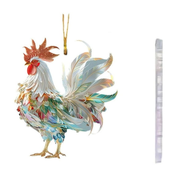 Gmogad Rooster Acrylic Car Hanging Ornament - Cute Backpack Pendant for Vehicle Interior Rearview Mirror Keychain Gift