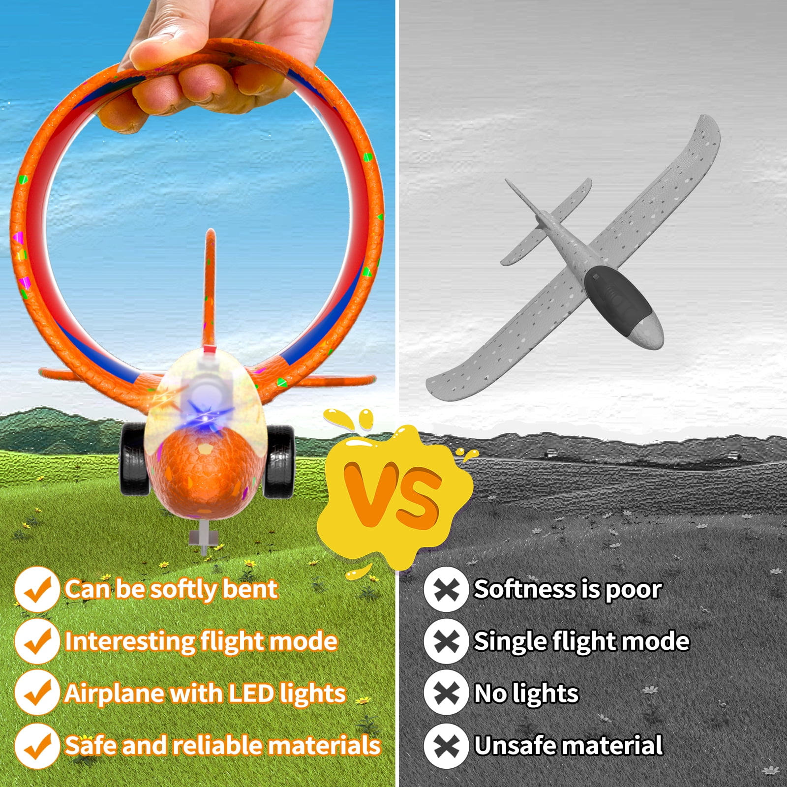 8 Pcs Airplane Toy,12.6" Toy Airplane ,Flying Toys for Age 3-12 Years Old(13.59"x3"x8") (13.59"x3"x8") Green+Red