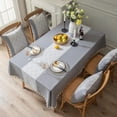 thumbnail image 4 of SAYDY Rectangle Square Tablecloths Knitted Embroidery Textured Tassel Cotton Linen Decorative Oblong Table Cover for Kitchen Dining Room Picnic (55x118 Inch,Grey), 4 of 6