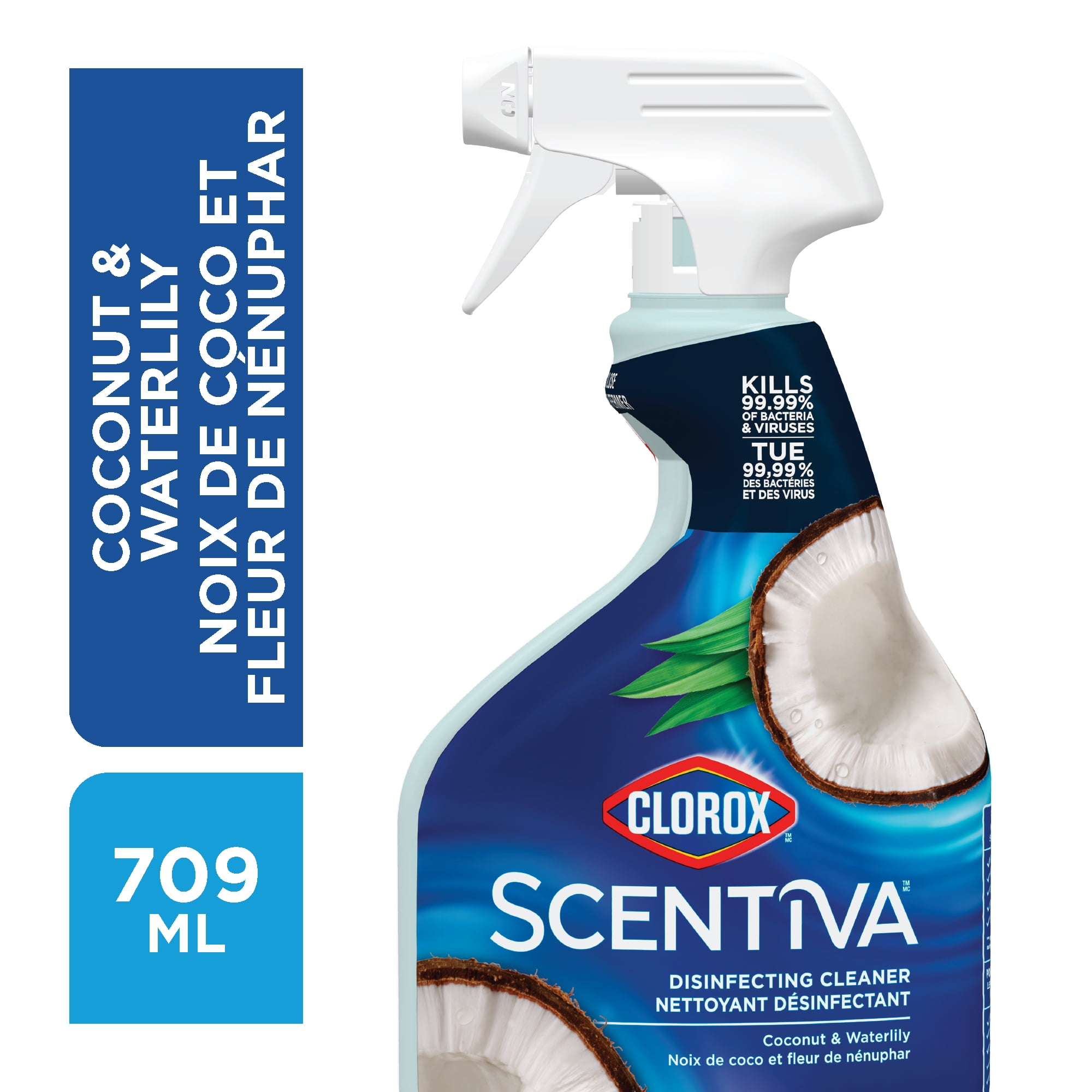 Nettoyant désinfectant CloroxMC ScentivaMC, noix de coco et fleur de nénuphar, 709 mL