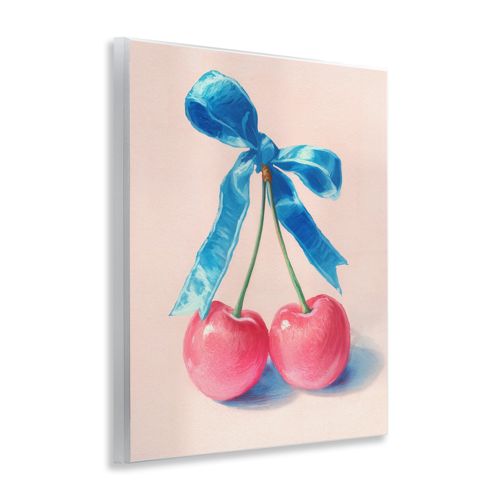 Stupell Industries Twin Cherries with Blue Ribbon Wall Plaque Art, design by Imagine It Images