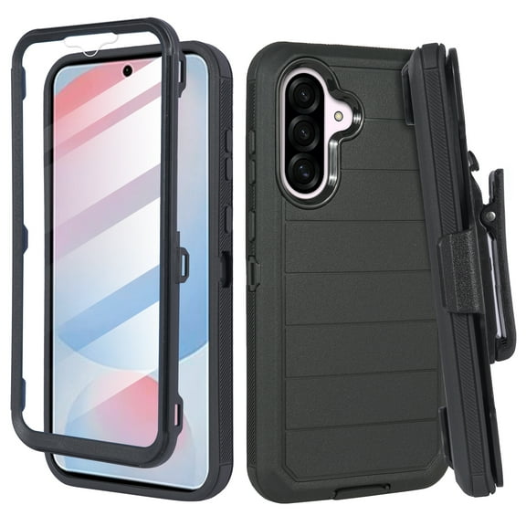 Thousandgear Compatible for Samsung Galaxy A56 5G / Galaxy A56 / Samsung A56 / SM-A566 Rugged Case with Built-in Screen Protector Belt Clip Holster Black