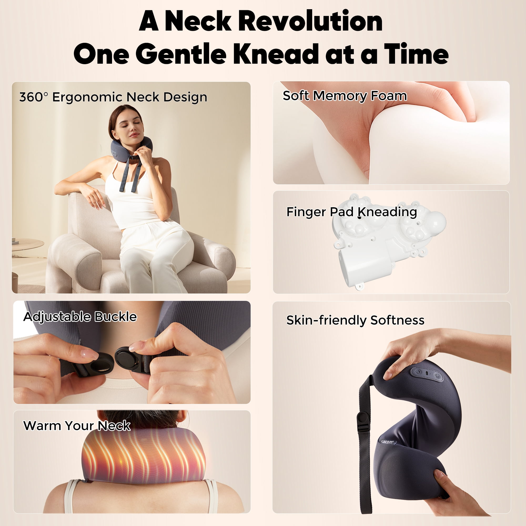 Neck Massager for Deep Tissue,Shiatsu Neck Massager with Heat,Rechargeable 3D Kneading for Home Office Car Travel,Gifts for Women Men