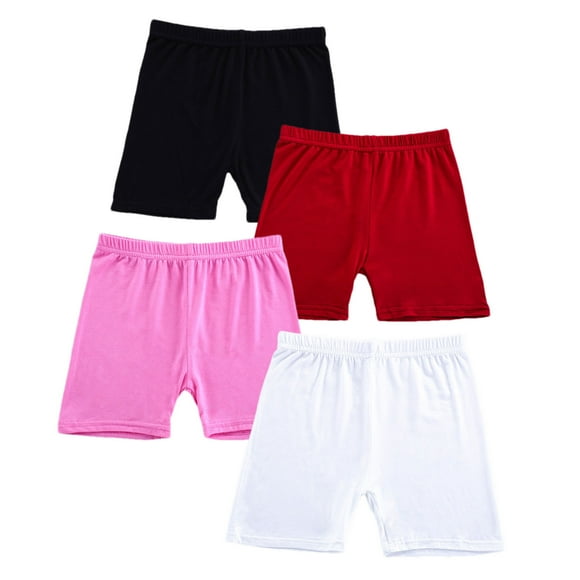 Shorts for Girl's, Girl's Bike Shorts, 4Pcs Kids Girl's Bike Shorts Shorts for Girl's Toddler Biker Under Dress Dance Multi-Color Shorts