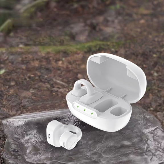 Earbuds for school, Hwkond Bluetooth Headphones Clip-on Bluetooth 5.3 Chip HIFI Sound Quality Long-lasting Battery Life HD Call Smart Noise Reduction, White, Up to 60% Off