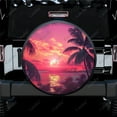 thumbnail image 2 of Coucher de Soleil Violet Palmier Polyester Roue de Rechange Universelle Couverture de Pneu Personnalisée pour Remorque RV SUV Camion Camping-Car, 2 of 5