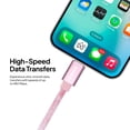thumbnail image 3 of Powertek Marble 6ft USB-C to USB-C Cable, Pink, 60W Fast Charging, Silicone Marble Design, Efficient Data Transfer, 3 of 5