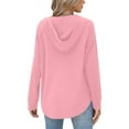 thumbnail image 5 of Enjoytime Hoodies for Women Solid Color Long Sleeve Button Down Sweatshirt Lightweight Casual Trendy Pullover Sweatshirts Hot Pink S, 5 of 7