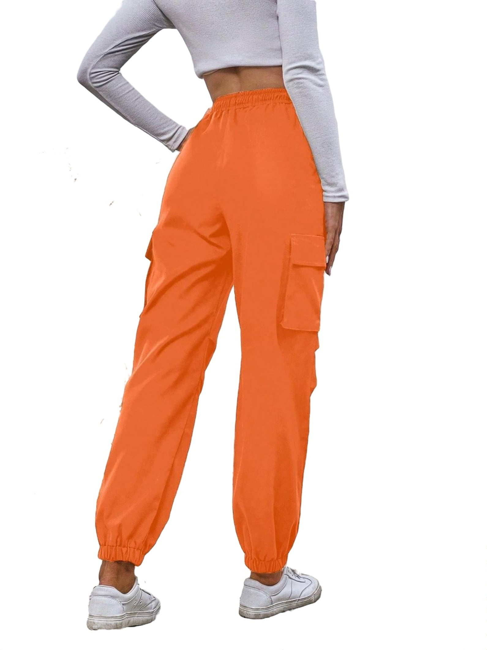 Women's Casual Plain Cargo Pants Orange Pants L (8/10) - Walmart.com