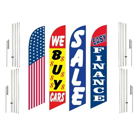 4 Swooper Flags With 4 Pole Kits America We Buy Cars Sale Easy Finance
