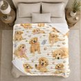 thumbnail image 5 of Playful Golden Retriever Puppy Pattern Hearts Paw Prints, Playful Pet Portrait Pattern, Warm Flannel Blanket for Cabin and Lodge, Dog Lovers Just Because Gift, Pet Lover Home Decor, 5 of 9