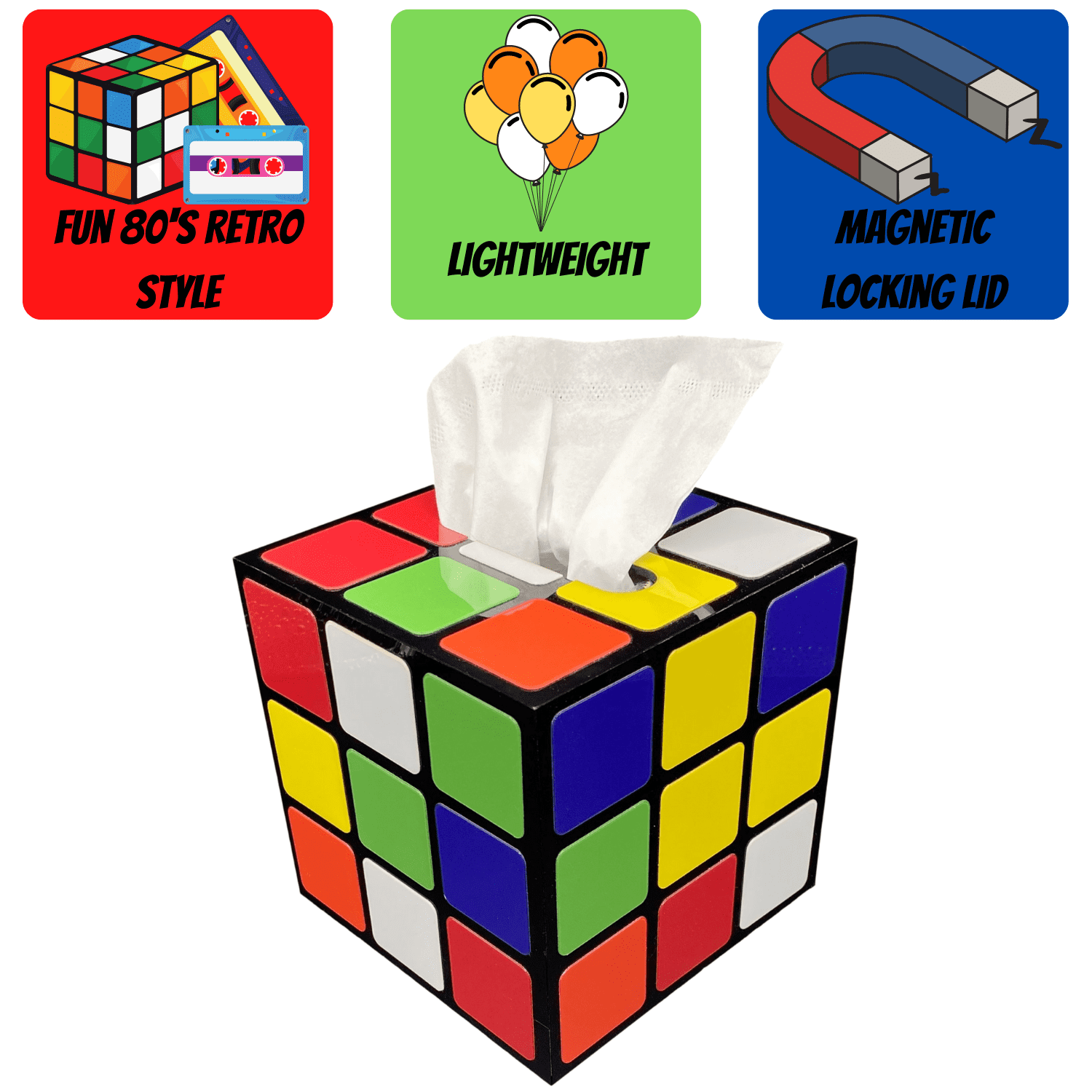 Rubix Cube Tissue Box Cover Big Bang Theory Props Decor Easy Use With Magnetic Bottom Lid To Keep Tissues Secure Walmart Com