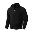 thumbnail image 2 of Wrtxtat Men's Quarter Zip Sweatshirt Mock Neck Thermal Double Fleece Lined Pullover Autumn Midweight Slim Fit Tops Black XXXL, 2 of 6